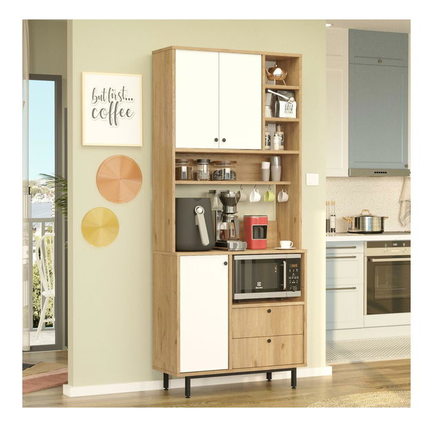 Dulap cu rafturi Rebutia 6 (stejar + alb)