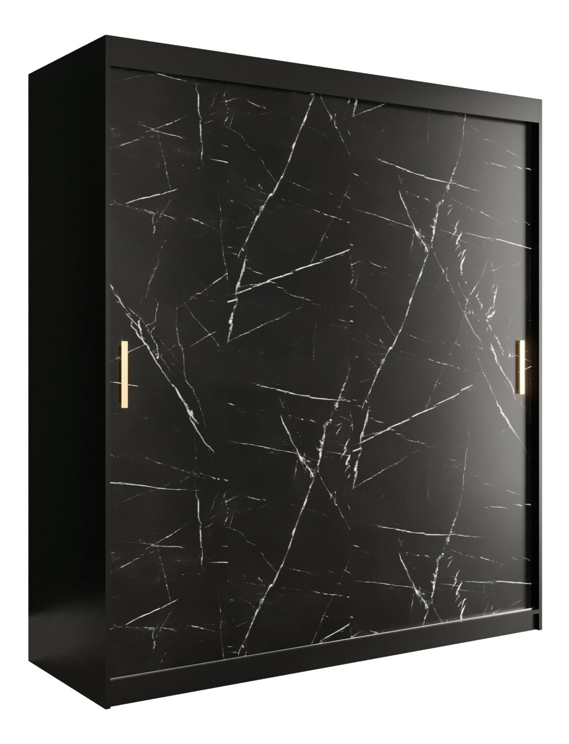 Ruhásszekrény 180 cm Marbelo T (matt fekete + fekete márvány)