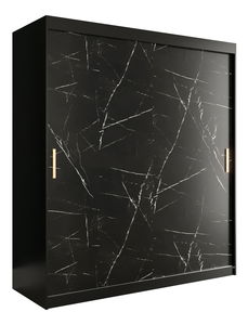 Dulap de haine 180 cm Marbelo T (mat negru + marmură neagră)