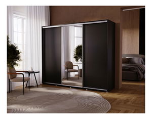 Dulap de haine cu uși glisante Settrona 1 (antracit) (cu oglindă)