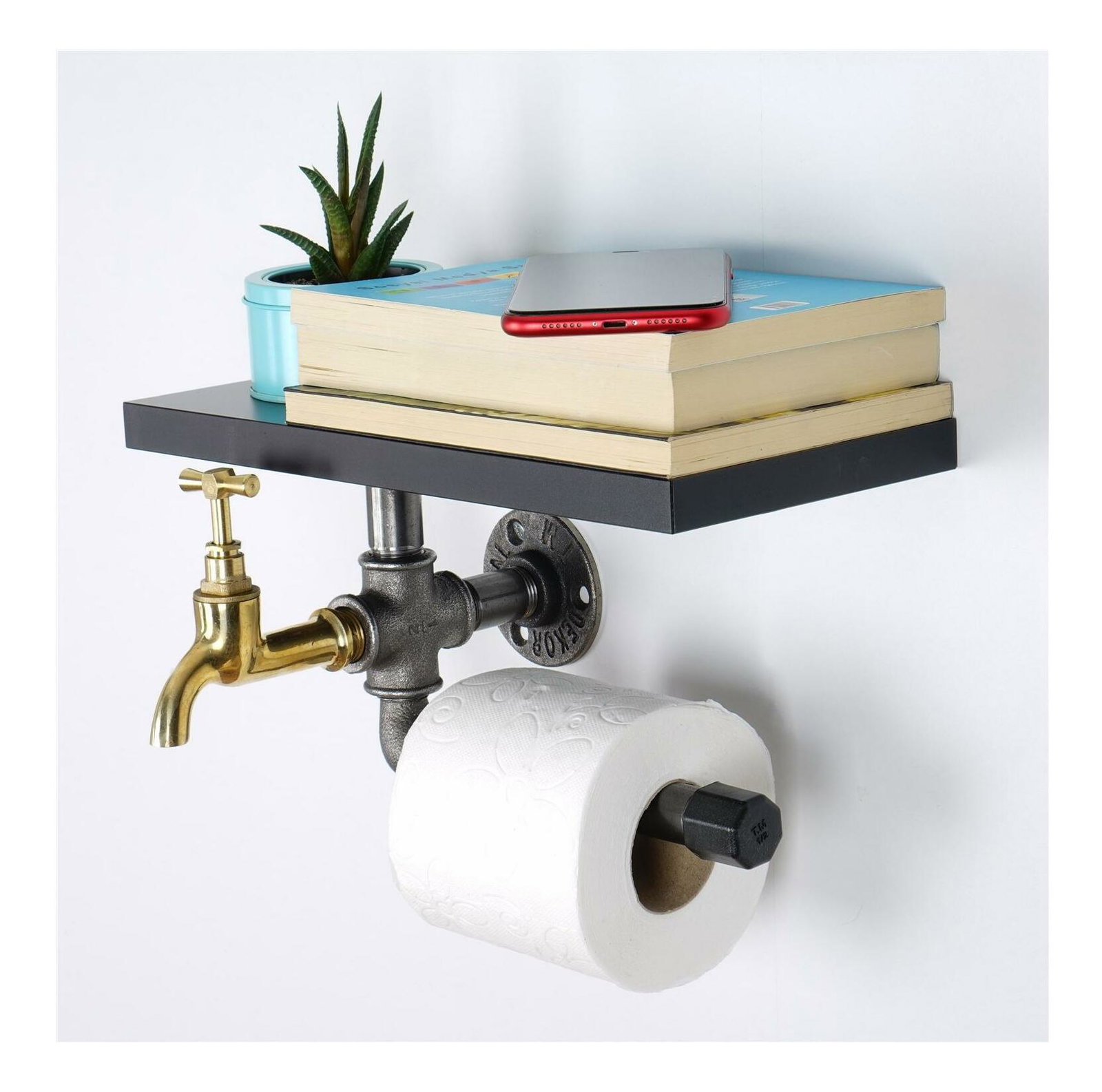 Držiak na toaletný papier Nenanu 40 (čierna + strieborná) 