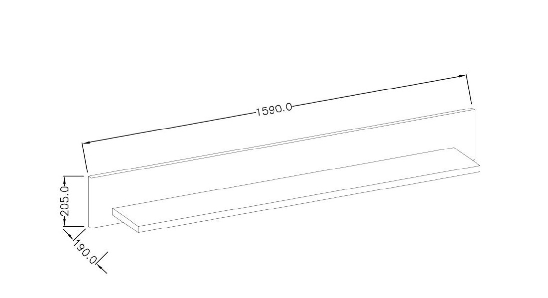 Polička 160 cm Tashia Typ 01 (biela + vysoký lesk biely)