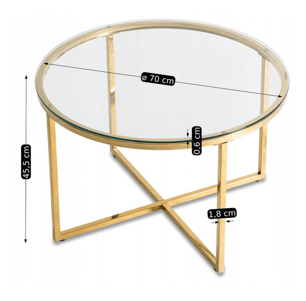 Măsuță cafea Fragmento (transparentna + auriu) 