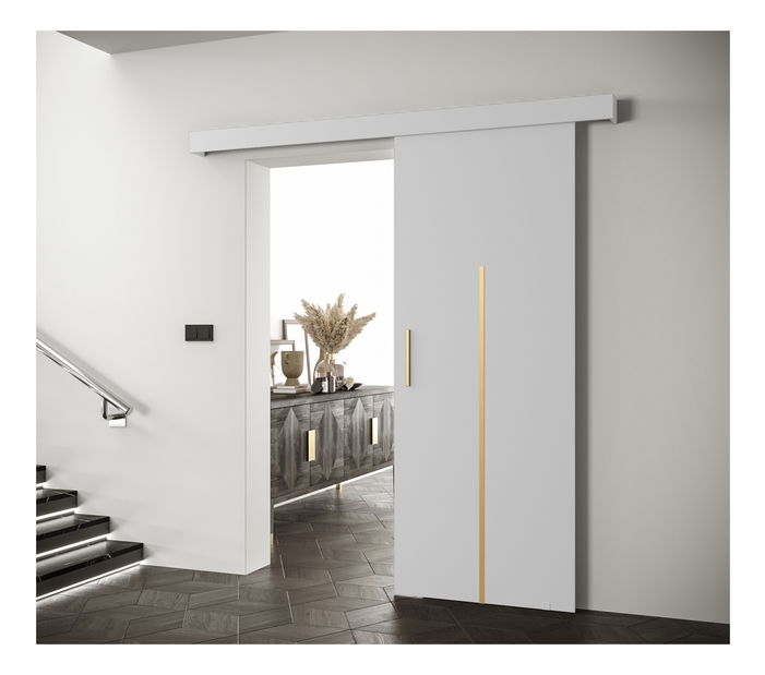 Uși culisante 90 cm Sharlene X (alb mat + alb mat + auriu)