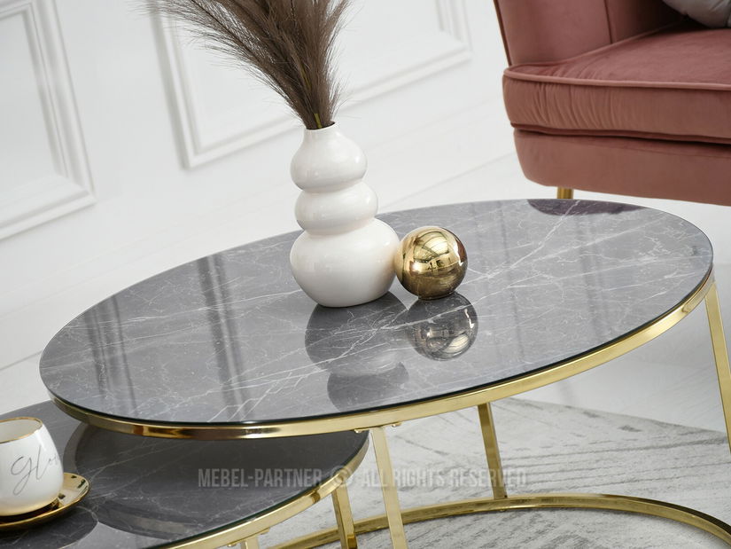 Măsuță de cafea Grande (marmură gri + auriu)