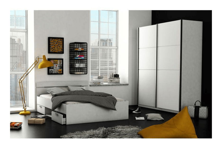 Pat matrimonial 160 cm Myriam (alb) (fără saltea și somieră)