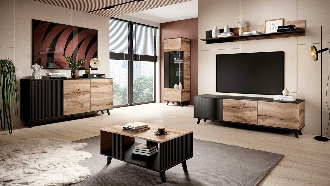 Mobilier living Ranae 2 (stejar wotan + negru)