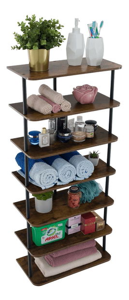 Regál Explotarla (tmavé drevo + čierna) 