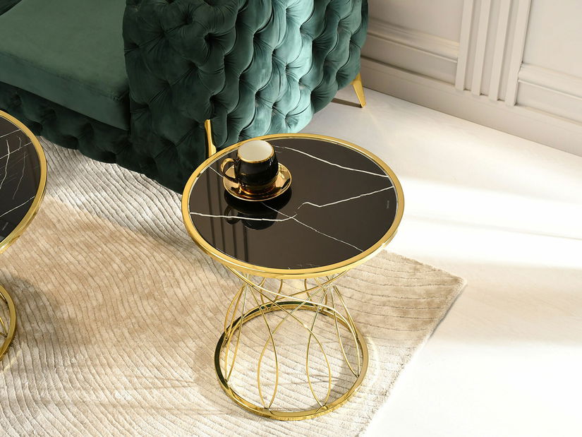 Konferenčný stolík Favorezcan (čierna + zlatá)