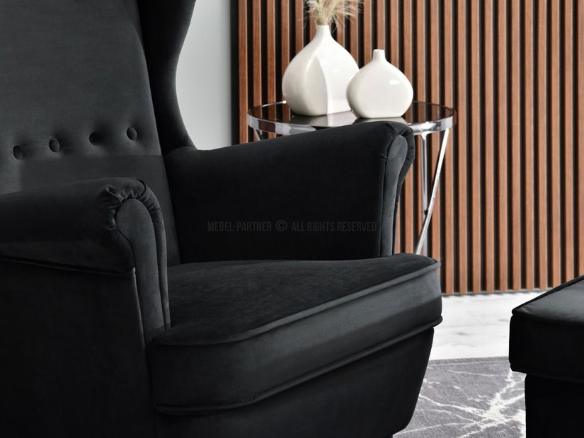 Kreslo ušiak Margis (čierna + biela)