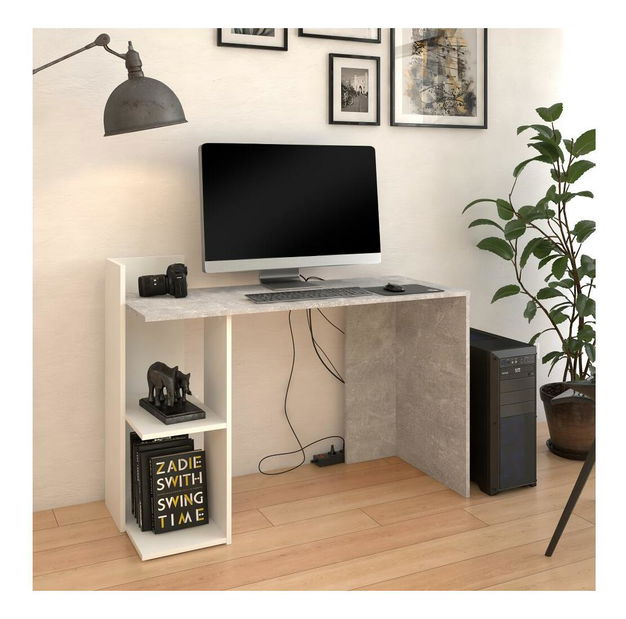 PC asztal Alamein (beton + fehér) 