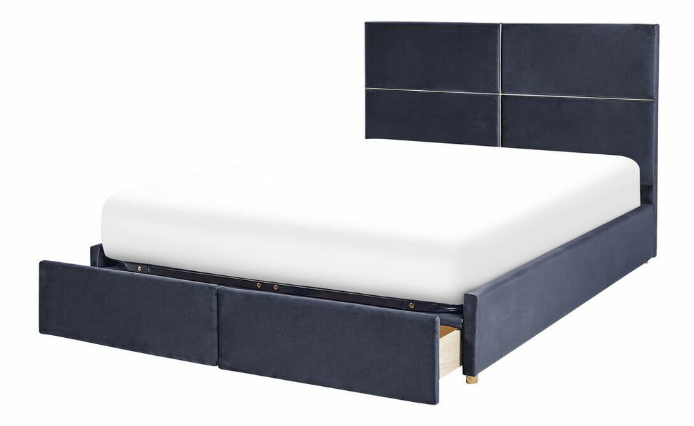 Pat matrimonial 180 cm Vissarion (negru) (cu somieră și sp. depozitare)