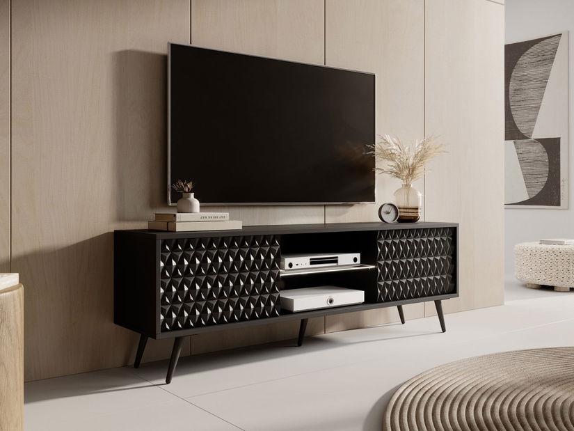 TV ormarić Torkana 135 (crna) (s bijelom LED rasvjetom)