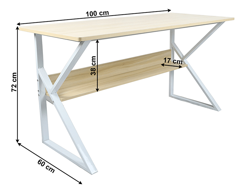 Masă de scris Torcor 100 (stejar natural + alb) *vânzare stoc