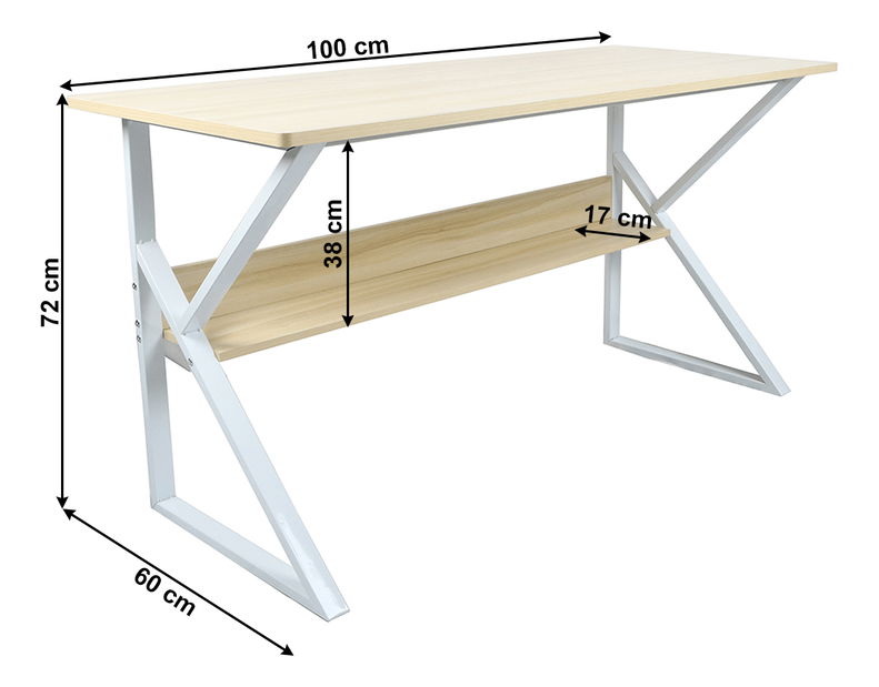 Masă de scris Torcor 100 (stejar natural + alb)