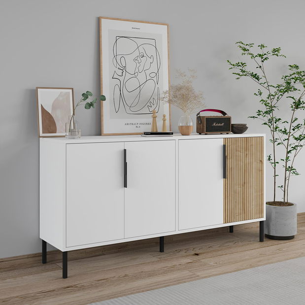 Komód Cantallia (fehér + zafír tölgy)