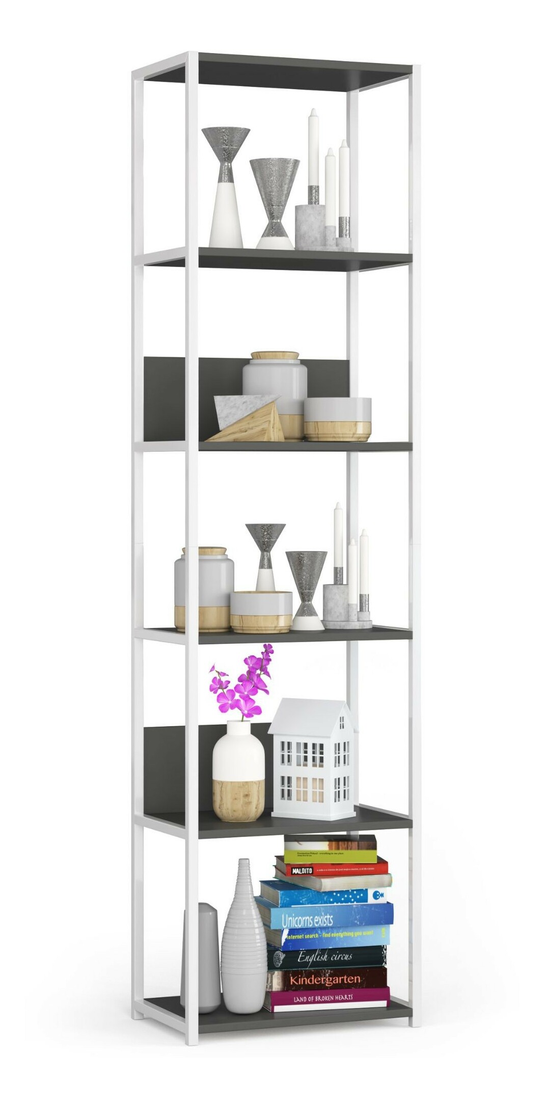 Regál Loriana II (biela + sivá)