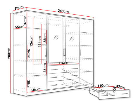 Šatníková skriňa Lenona 240 (biela)