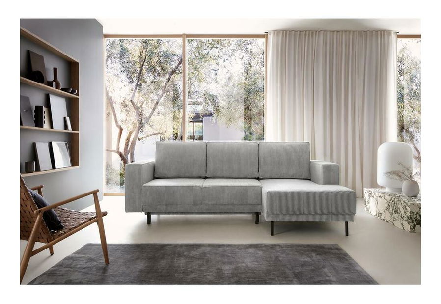 Kutna garnitura Rodriguez mini (D) (svijetlosiva + crna)