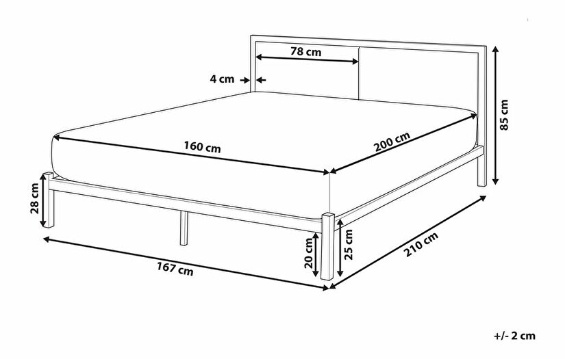 Manželská posteľ 160 cm CAMAR (s roštom) (čierna)