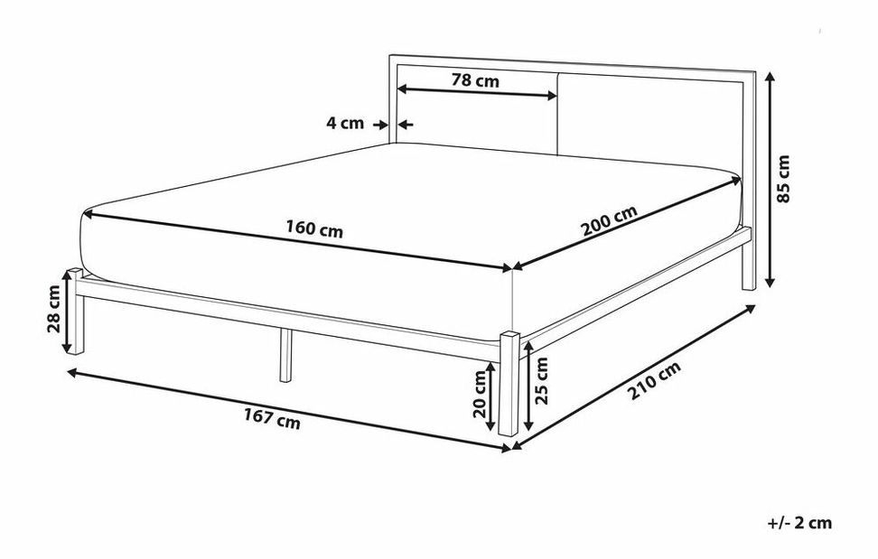 Pat matrimonial 160 cm CAMAR (cu somieră) (negru)