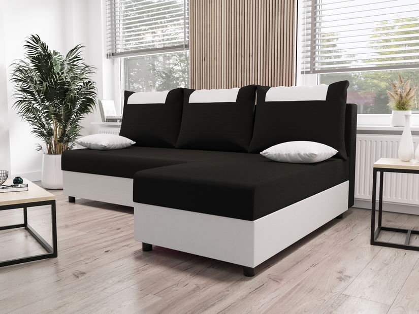 Kutna garnitura Stellar L (crna + bijela) (D)