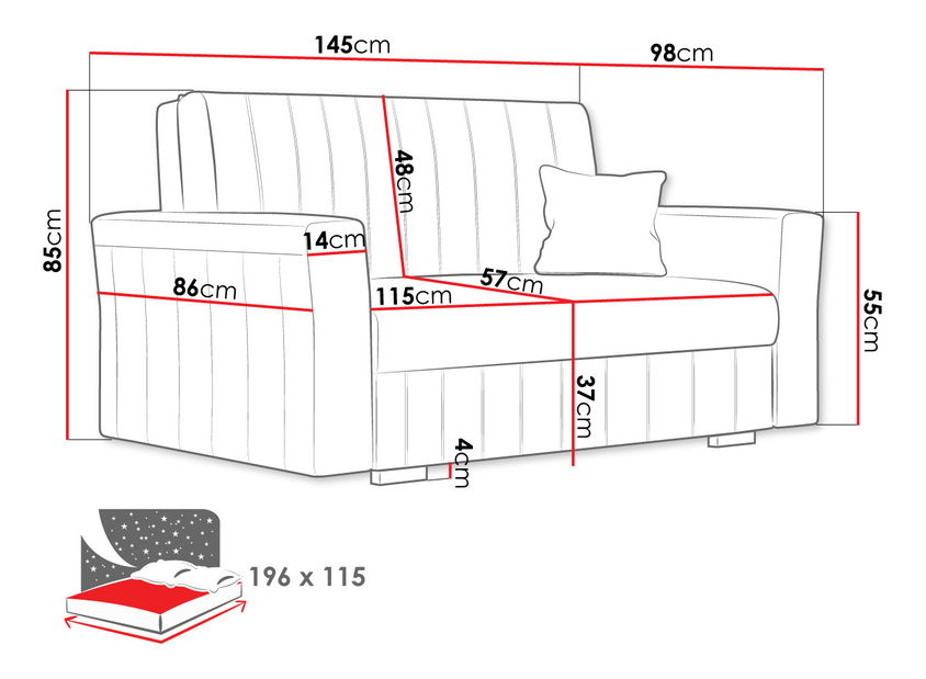 Rozkladacia pohovka Carivia Glam II (ružová) (s úl. priestorom)