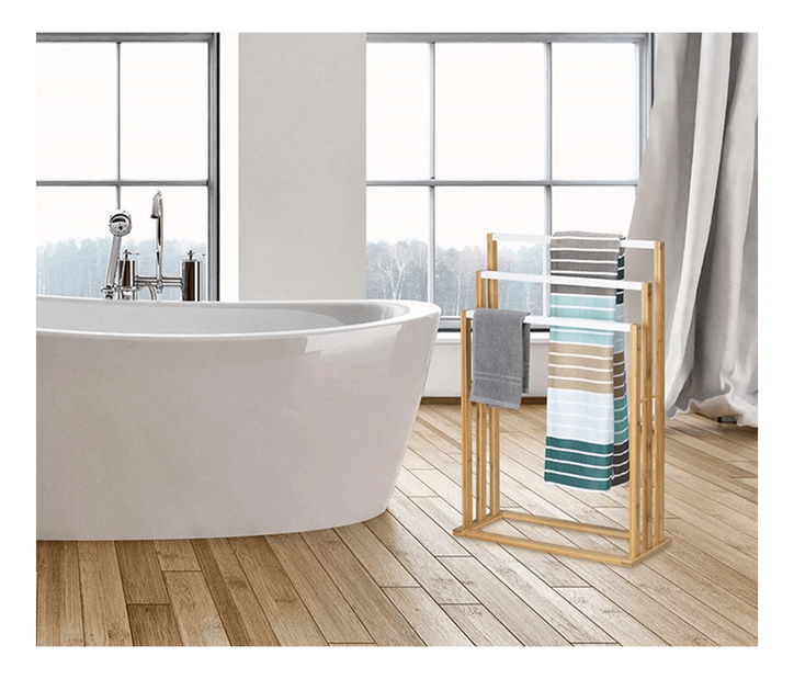 Držač za ručnike Kelum (bijela + bambus)