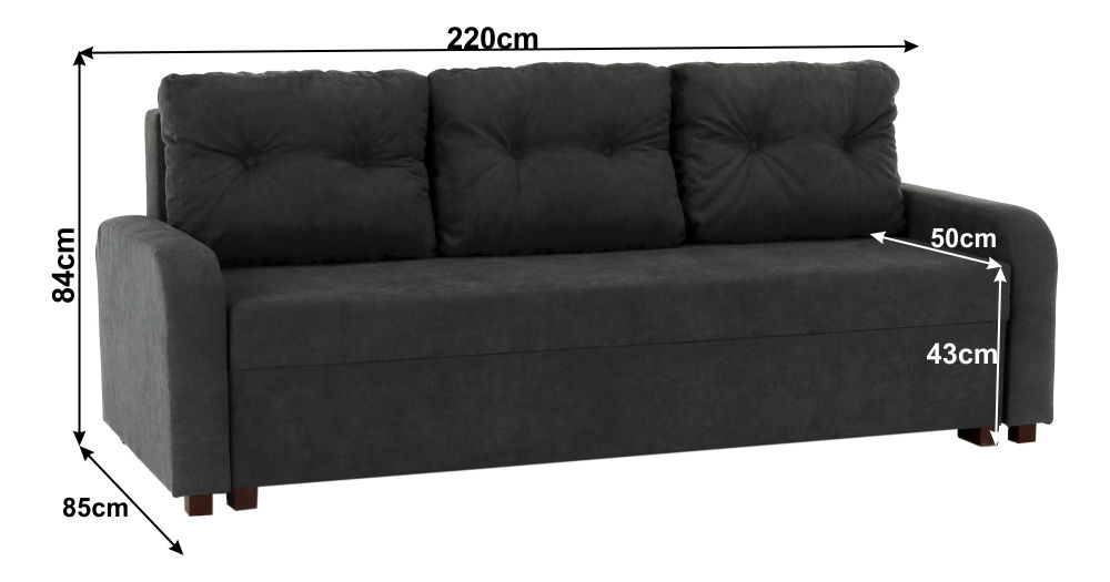 Szétnyitható kanapé Porta (sötétszürke)