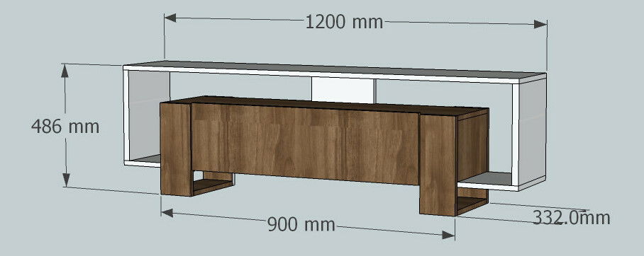 Masă TV/Dulap Meryl (Alb + Nuc)