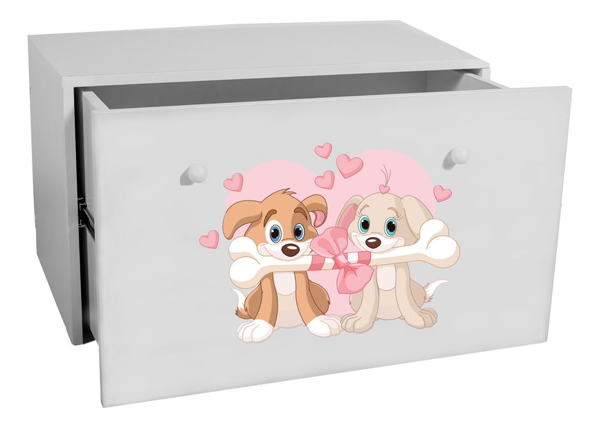 Úložný box pre deti Ione (biela + psíčkovia)