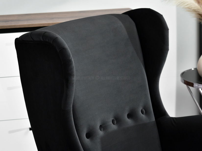 Kreslo ušiak Margis (čierna + biela)