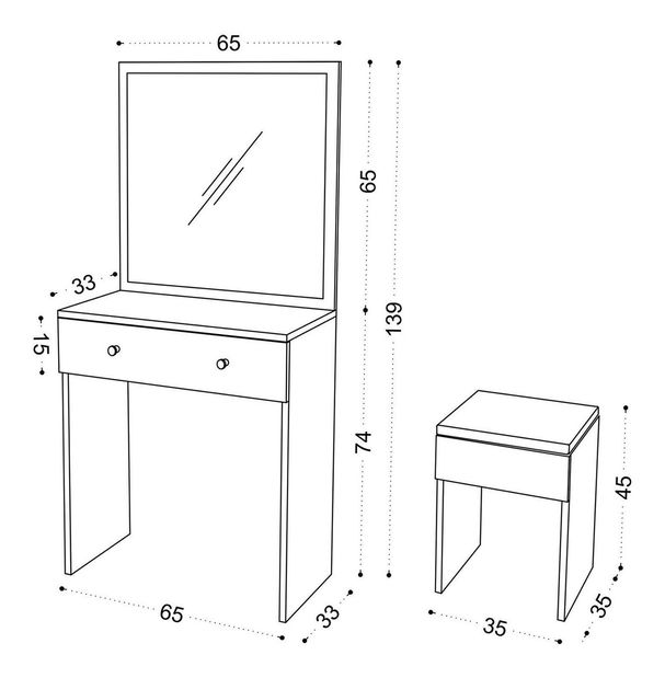 Toaletni stolić Felicite (bijela)