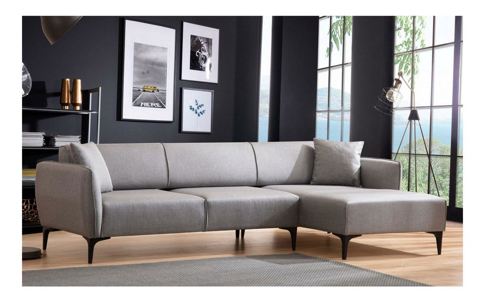 Kutna garnitura Belasemma (D) (siva + crna)