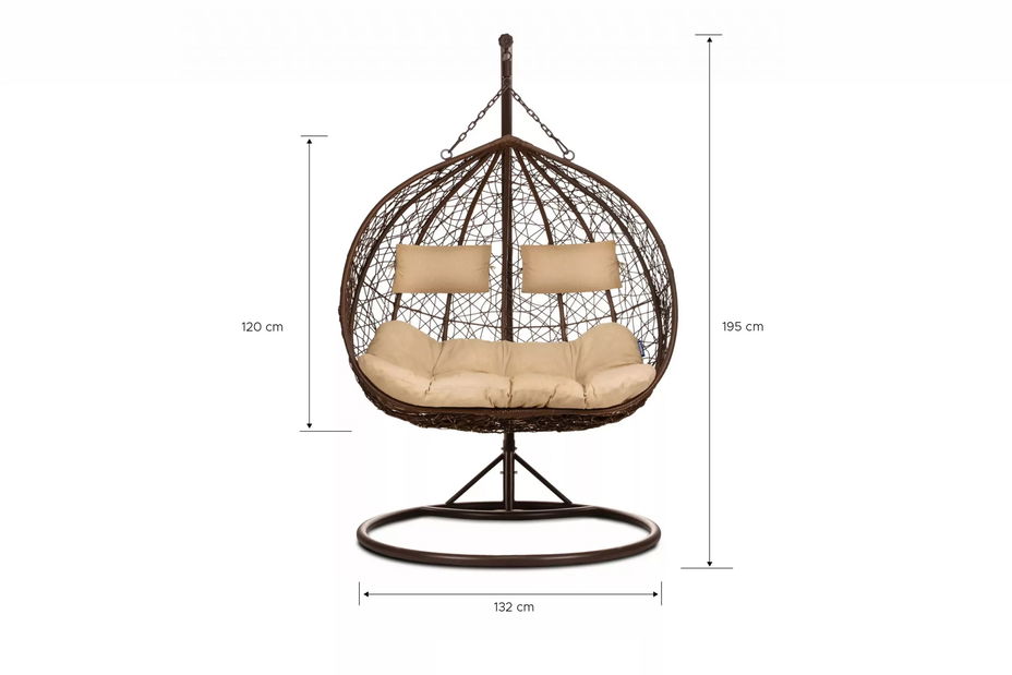 Závesné dvojkreslo Cleopatra (hnedá + béžová)