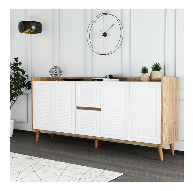 Konzolový stolík Pavelu 2 (biela + natural) 