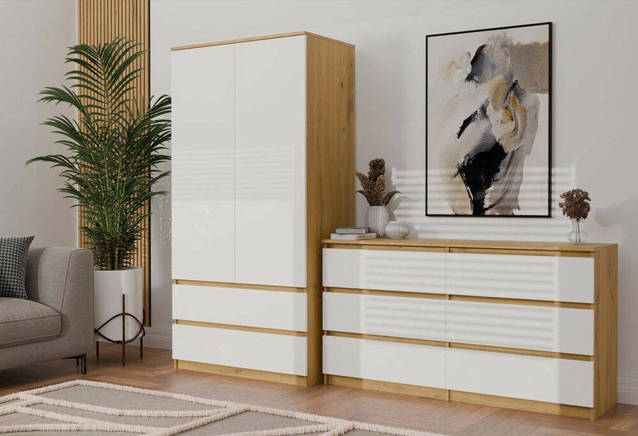 Šatníková skriňa Musecalo 1 (dub artisan + biela)