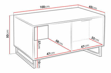 Konferenčný stolík Surezina 100 (čierny grafit + dub wotan) 