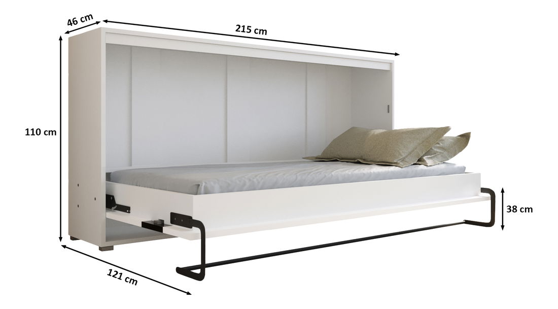 Pat pliant 90 Homer (Alb mat + Negru lucios) (orizontal)