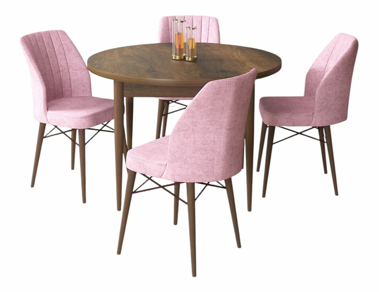 Jedálenský set Roxie (orech barokový + ružová) (pre 4 osoby)
