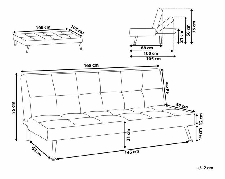 Háromszemélyes kanapé Horve (szürke)