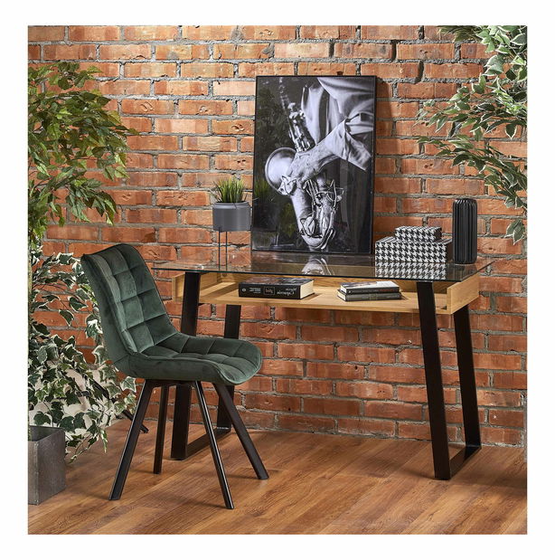 Íróasztal Bernie (természetes fa + fekete)