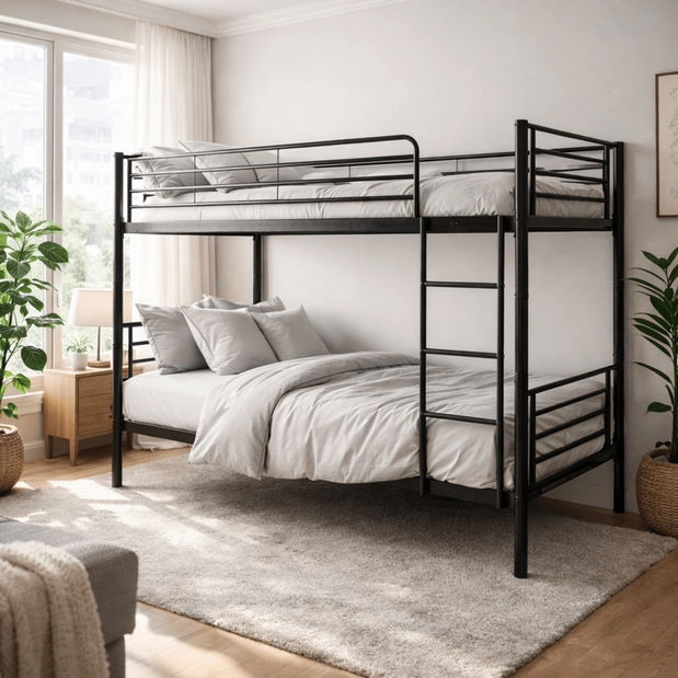 Dječji krevet na kat 90 cm Riverside (crna) (s podnicom)