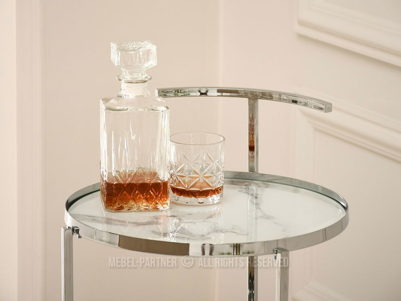 Stolić za kavu Alfonzo (bijeli mramor + krom)