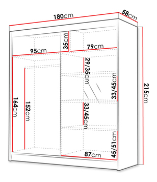 Ormar za garderobu s kliznim vratima Bratoke III 180 (crna + zlatna) (s ogledalom)