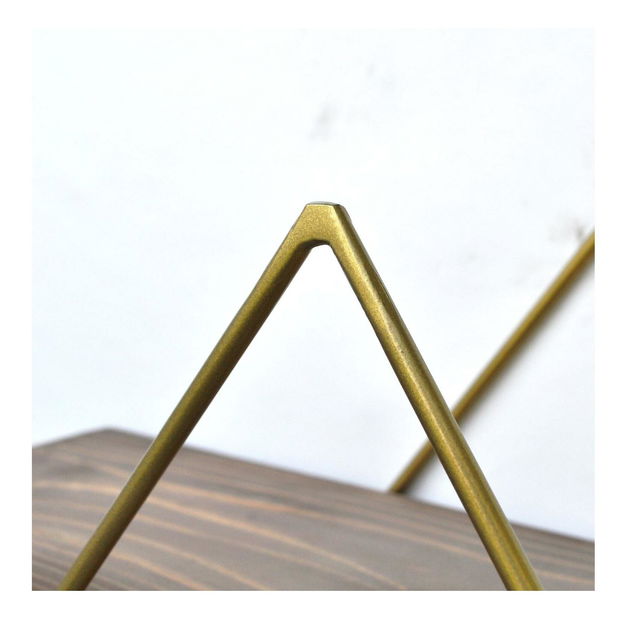 Dekoratívna nástenná polica Duvelo 8 (orech + zlatá) 