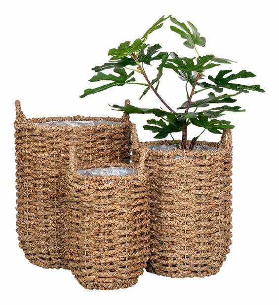 Set 3 ks prútených kvetináčov Hsanina (prírodná)