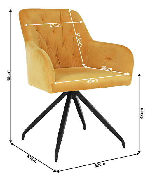 Fotoliu rotativ de design Vavien (Muștar)