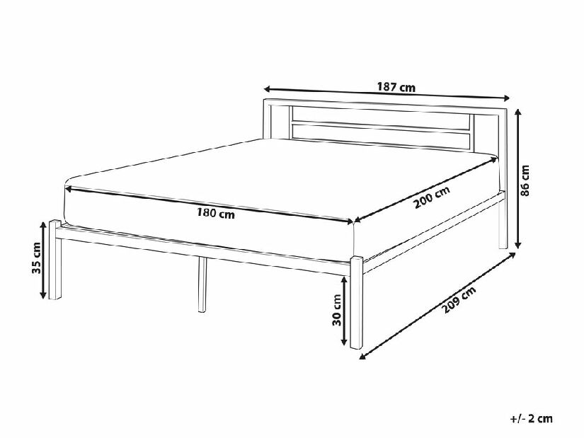 Franciaágy 180 cm CONNET (ágyráccsal) (fehér)