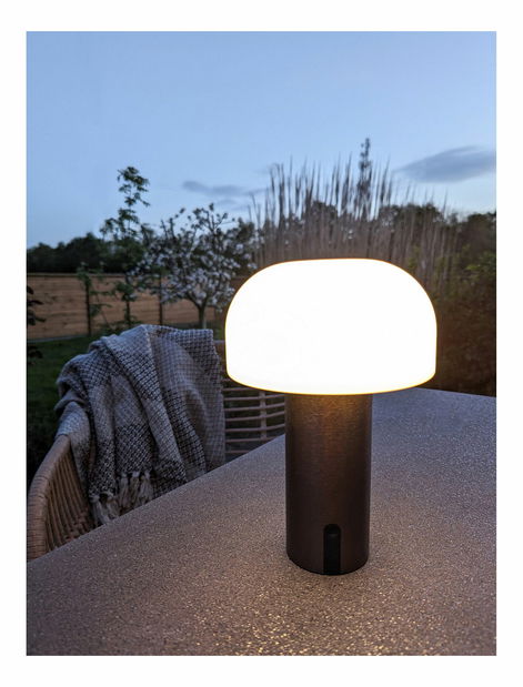 Vonkajšia LED lampa Snaloria (biela + medená)